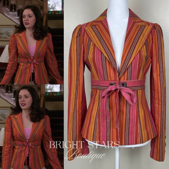 Jackets & Blazers - Rare Stripe Blazer Jacket ASO Paige Matthews Charmed Tie Front Vintage Y2K